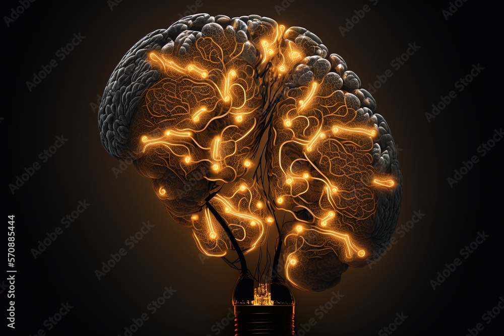 Poster an electrically wired and lit up brain generative ai