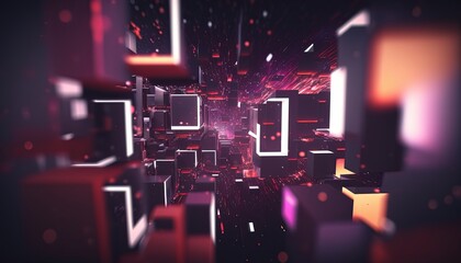 pink abstract background, metaverse and technology, laser and geometric theme abstract background, light glow in dark space, Generative Ai