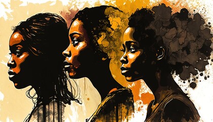 Black women profile Black History month or Women's history day illustration generative ai.