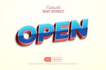 Fototapeta premium 3D Text Effect Open Style. Editable Text Effect.