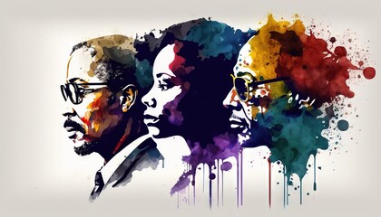 Black history month banner in watercolor style generatie ai
