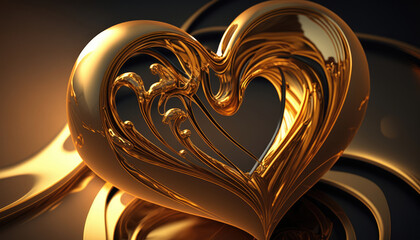 filigree golden heart for valentines day