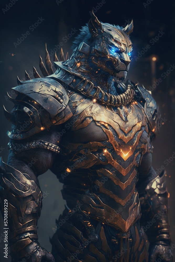 Poster a character from the video game darkside, standing in front of a dark background with glowing eyes a