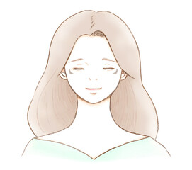 目の下に小さな肝斑がある大人の女性イラスト