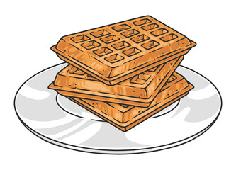 Fresh waffles vintage emblem colorful