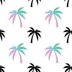 Fototapeta na wymiar Miami Cute Palms Seamless Pattern