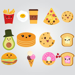 Cute Kawaii Food Clip Art, Food Illustration