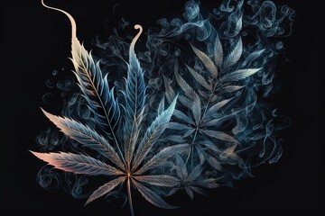 Marijuana plants and smoke. 