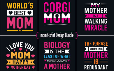 Naklejka premium Mom Typography T-shirt Design T-Shirt Design Bundle Design for yourself