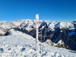 A beautiful skiing day in the Italian Alps, Gitschberg, South Tyrol, Italy