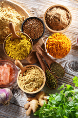 Composition with assortment of spices and herbs