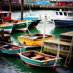 A wharf full of boats.