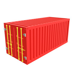 3D design of cargo containers for storage transportation illustration. 3D design of a red colored cargo with closed doors