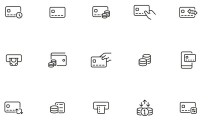 Vector Set of Linear Icons Related to Payment, Budget Balance and Finance Management. Mono Line Pictograms and Infographics Design Elements - part 2
