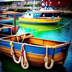 A wharf full of boats.