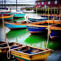 Obraz premium A wharf full of boats.