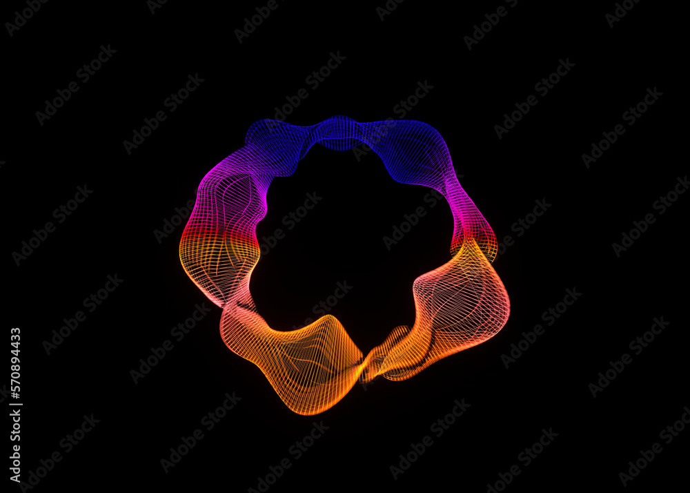 Poster futuristic colorful sphere of lines. network connection big data. abstract technology background. pl