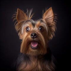 Cute funny shocked yorkshire terrier dog