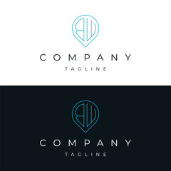 Letter BW WB initial point pin map local icon logo design vector template