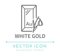 White Gold Jewelry Line Icon