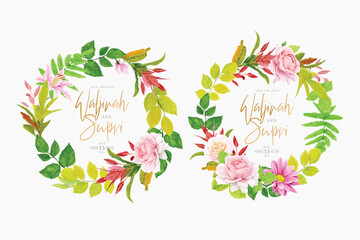 floral summer wreath and background
