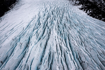 Rugged Glacier Ice Aerial View in Iceland