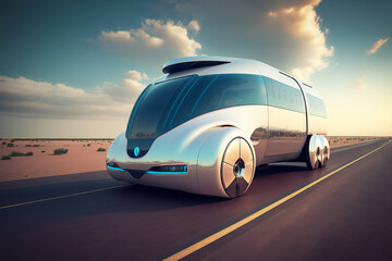 Obraz na płótnie Canvas Futuristic concept of fully self driving autonomous car. generative AI