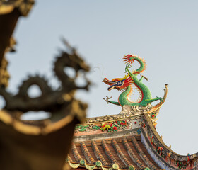 Chinese dragon statue on the roof