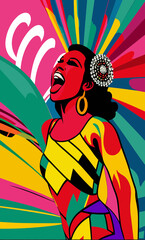 Exotic rio Brazilian samba carnival dancers illustration pop art poster