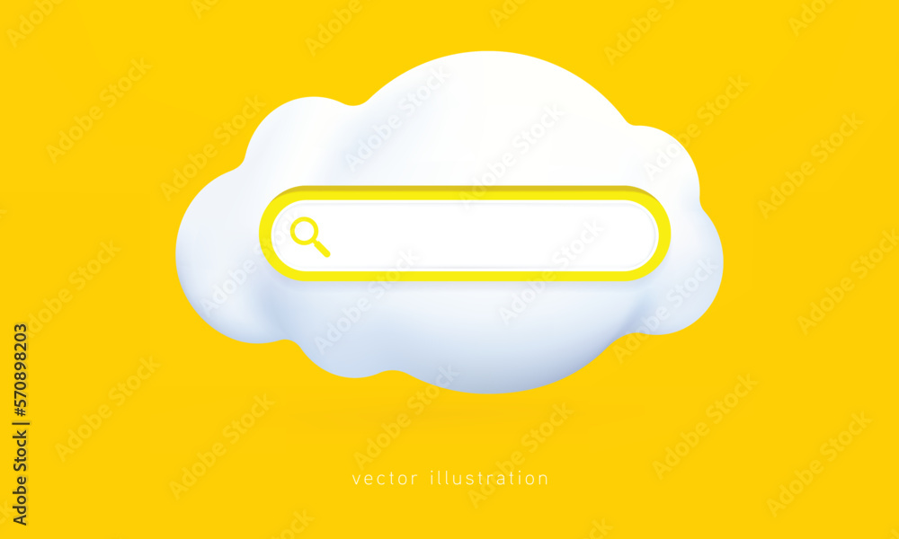 Fototapete search bar template for website. navigation search for browser. realistic 3d magnifier glass. pastel