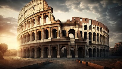 image of a day in the Roman Empire, history scene, gladiators,  the Colosseum. Generative ai - obrazy, fototapety, plakaty