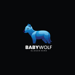 Vector illustration baby wolf gradient colorful