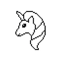 Fototapeta premium unicorn icon 8 bit, pixel art icon for game logo. 