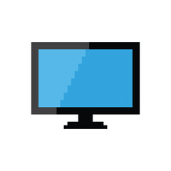 monitor icon 8 bit, pixel art display icon  for game  logo. 