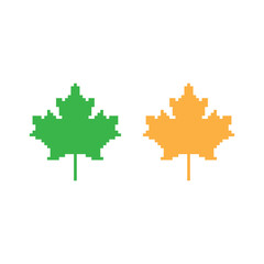 maple leaf  icon 8 bit, pixel art icon  for game  logo. 