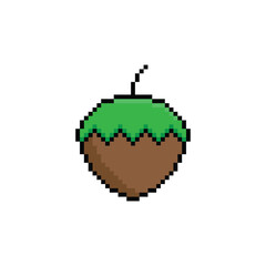 hazelnut  icon 8 bit, pixel art icon  for game  logo. 