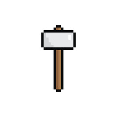 hammer icon 8 bit, pixel art icon  for game  logo. 