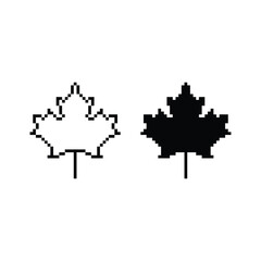 maple leaf  icon 8 bit, pixel art icon  for game  logo. 