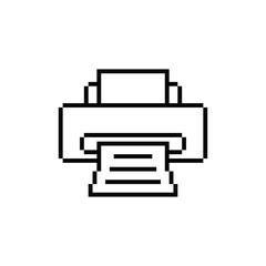 Printer icon 8 bit, pixel art icon  for game  logo. 