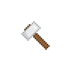 Obraz premium hammer icon 8 bit, pixel art icon for game logo. 