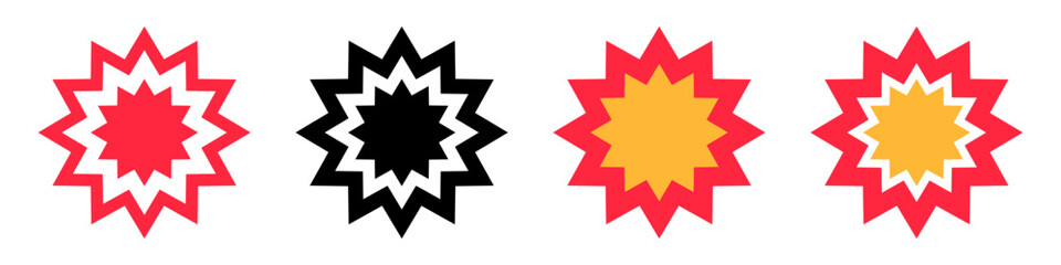 Explosion effect icon set. Impact and bombing. Vector.