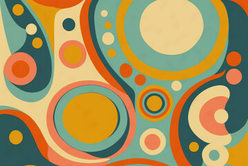 Fototapeta premium Fondo 2d abstracto, colores pastel, estilo 60s, creado con IA generativa