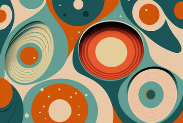 Fondo 2d abstracto, colores pastel, estilo 60s, creado con IA generativa - obrazy, fototapety, plakaty