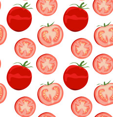Pattern with tomatoes. Seamless pattern in vector. Suitable for print, social networks and websites. Agriculture.