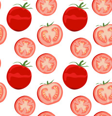 Pattern with tomatoes. Seamless pattern in vector. Suitable for print, social networks and websites. Agriculture.