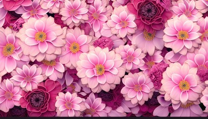  Beautiful Pink flowers background seamless. Generative AI
