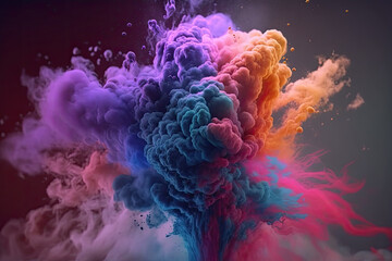 Multicolor smoke explosion. Generative AI