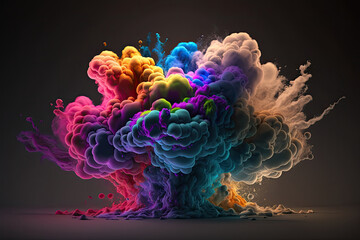 Multicolor smoke explosion. Generative AI