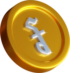 Golden Cambodian Riel coin 3d render illustration