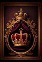 Royal Crown inside of gold frame. Generative AI